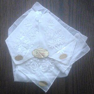 2 sets of white Vintage cotton handkerchiefs made in Switzerland